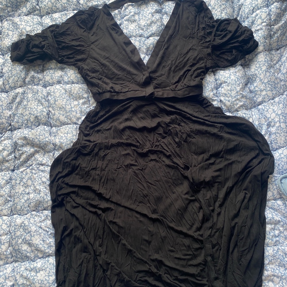 Chic Black Maternity Robe - Picture 2 of 4